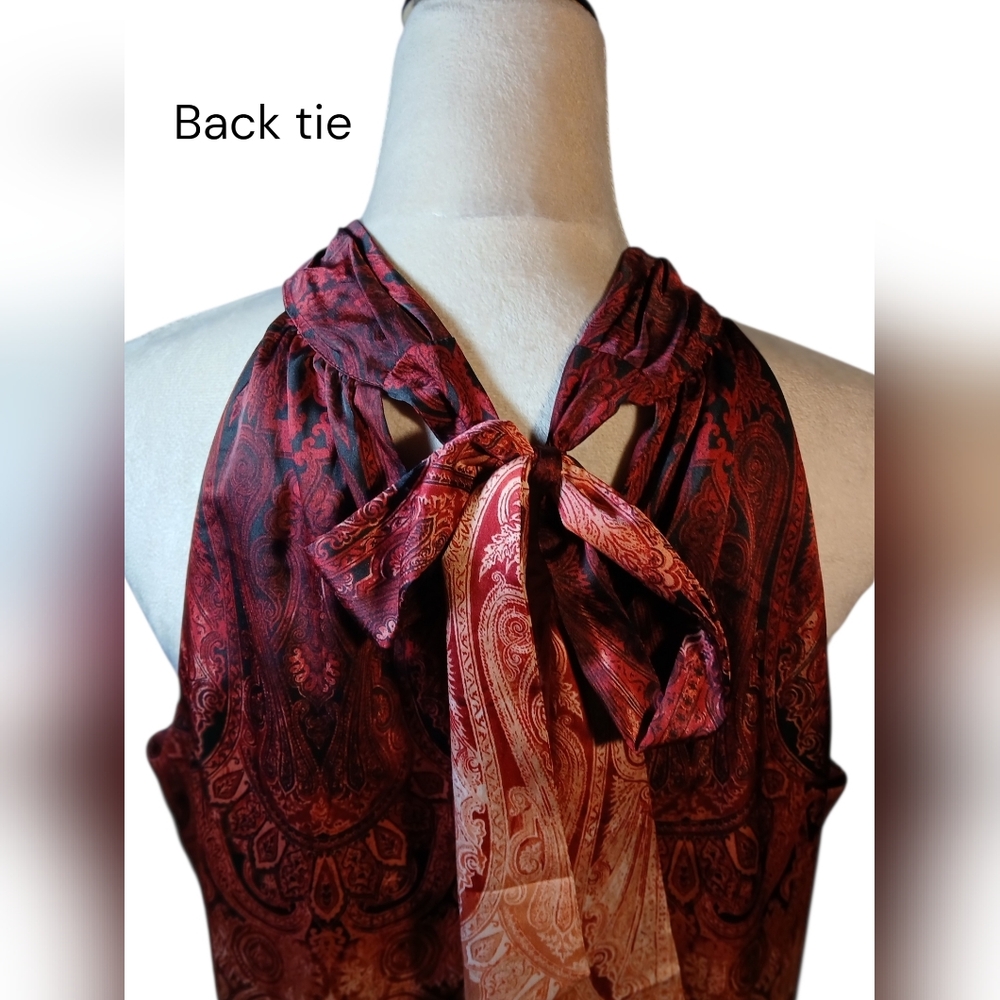 Paisley Ombre Halter Blouse  in Burgundy and Cream - Picture 4 of 10